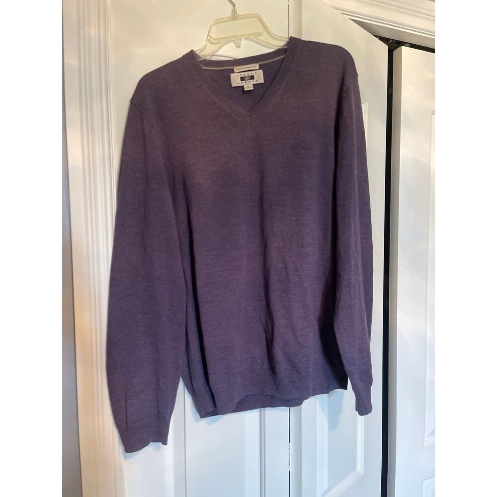 Joseph Abboud Men's Merino Wool V-Neck Sweater/Classic Pullover - Sz XL Purple